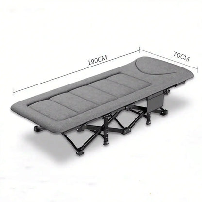 Premium Portable Folding Camping Cot with Thick Pad – Heavy Duty Adult Travel Bed with Side Pockets for Hiking & Outdoor Use