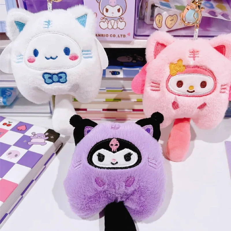 Sanrio Plush Doll Keychain Set – Melody, Cinnamoroll & Pochacco Cute Bag Pendant Gifts for Kids