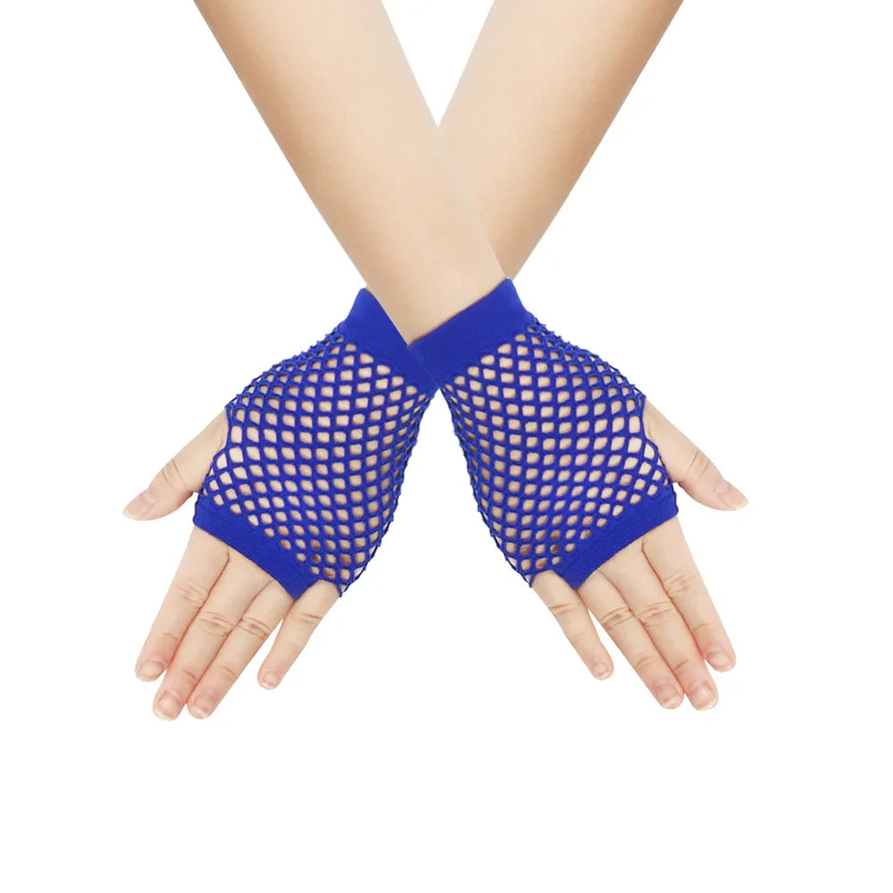 Fingerless Mesh Gloves - Solid Color Short Fishing Net Gloves for Parties & Dance