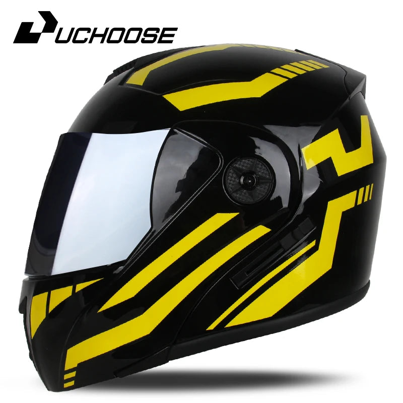 New Full Face Motorcycle Helmet – Racing Helmet with Double Sun Visor & Flip-Up Double Lens for Men & Women, DOT Certified