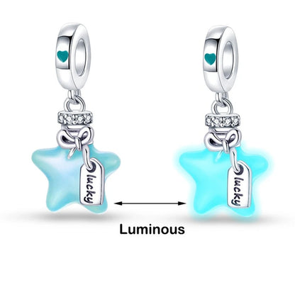 Chameleon Luminous Firefly & Butterfly Silver-Plated Charms - 925 Silver for DIY Bracelet Jewelry Making