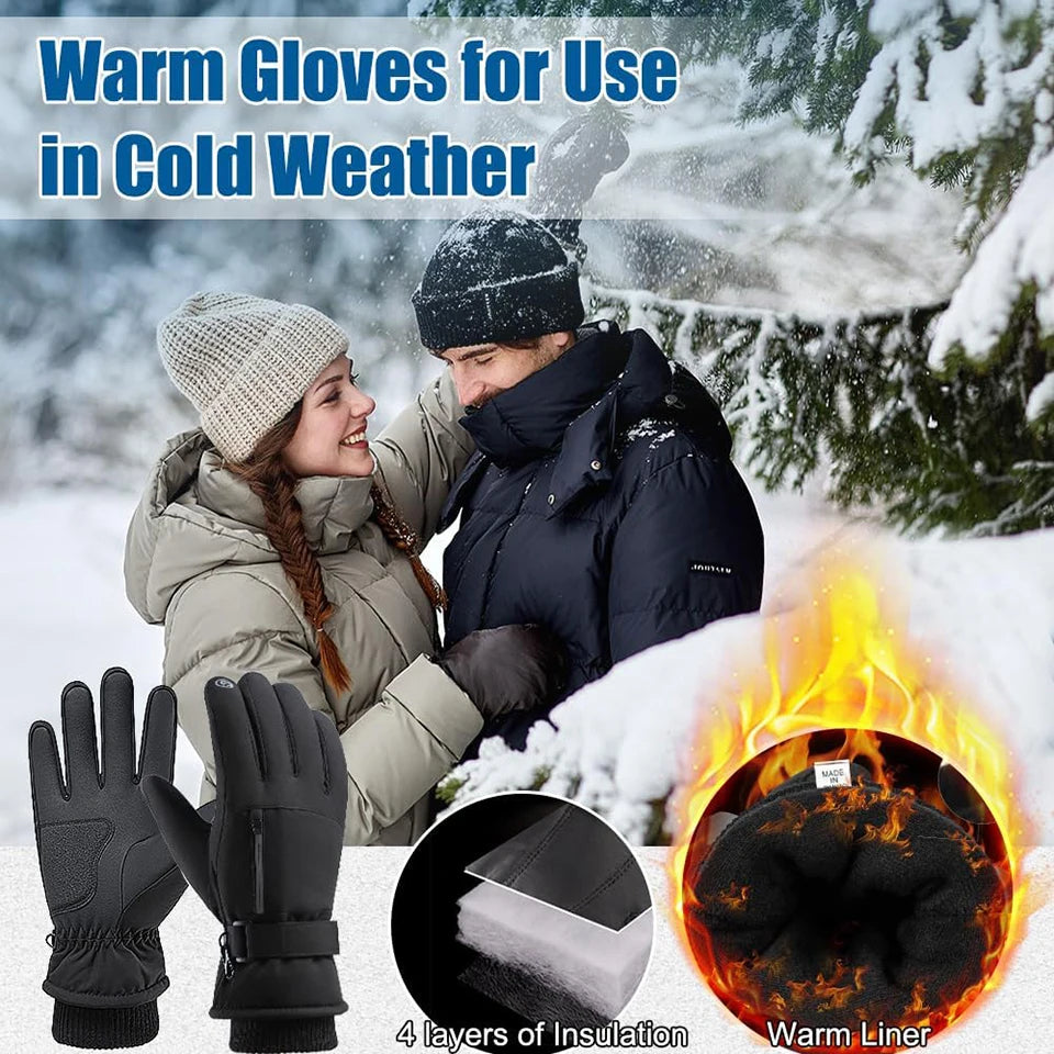 GOBYGO Winter Ski Gloves – Thick Waterproof Touchscreen Non-Slip Cold Weather Gloves with Extended Wrist for Men & Women