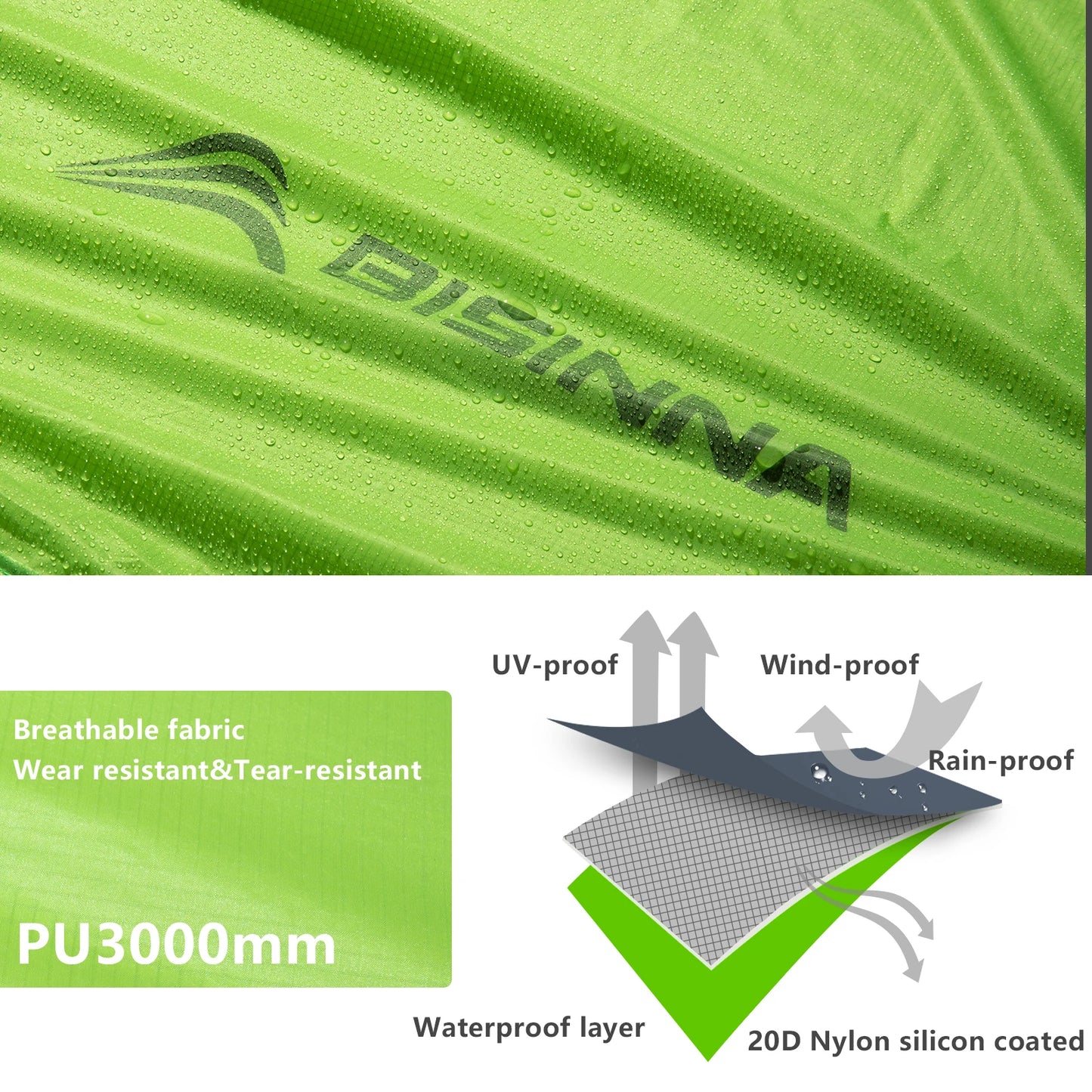 BISINNA 2-Person Ultralight Camping Tent – 20D 380T Nylon, Double Layer Waterproof Backpacking Tent for Hiking & Travel with Free Mat