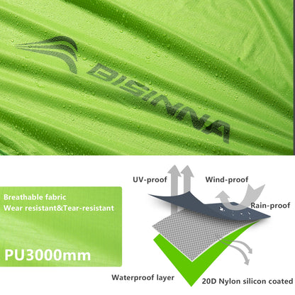 BISINNA 2-Person Ultralight Camping Tent – 20D 380T Nylon, Double Layer Waterproof Backpacking Tent for Hiking & Travel with Free Mat