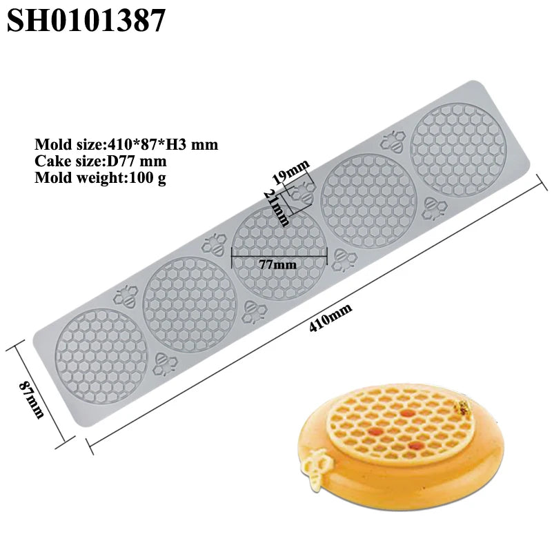 Hollow Chocolate Chips Silicone Baking Mold — Leaf & Honeycomb Design Sugarcraft Lace Mat for Dessert Decoration