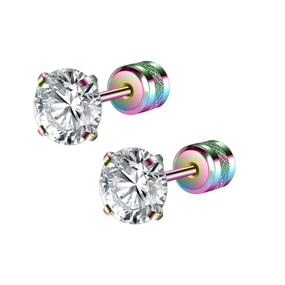 Medical Stainless Steel Crystal Zircon Ear Studs – Hypoallergenic Tragus & Cartilage Screw Piercing Earrings Jewelry