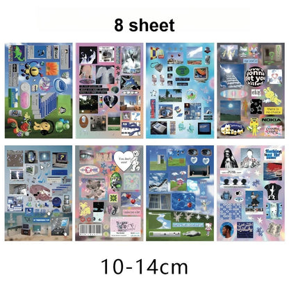 8-Sheet Y2K Dreamcore Sticker Set - Retro Weirdcore Die-Cut Stickers for Scrapbooks, Journals, Diaries, and Collages