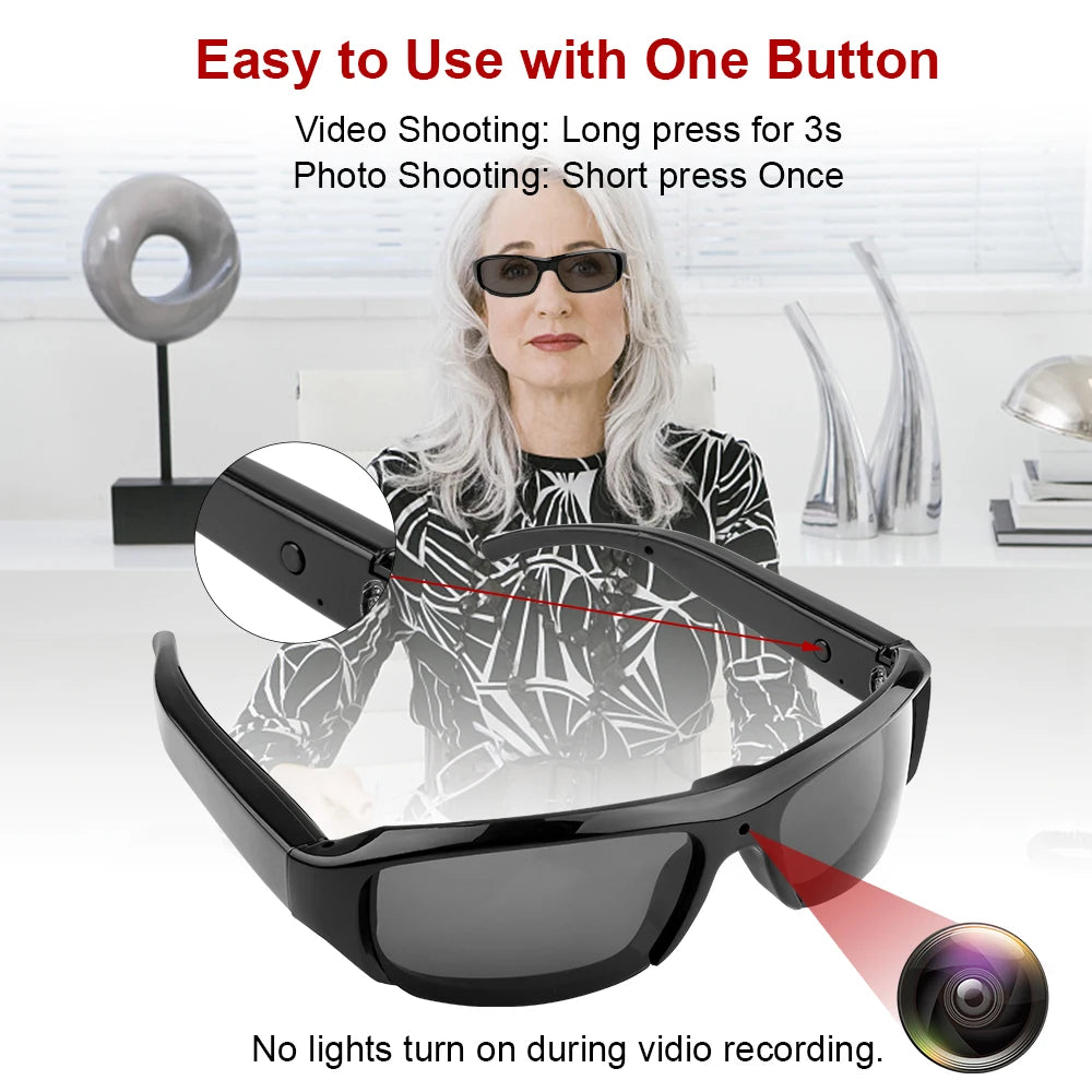 1080P HD Mini Glasses Camera - Wearable Video Recorder for Outdoor Sports & Hands-Free Recording
