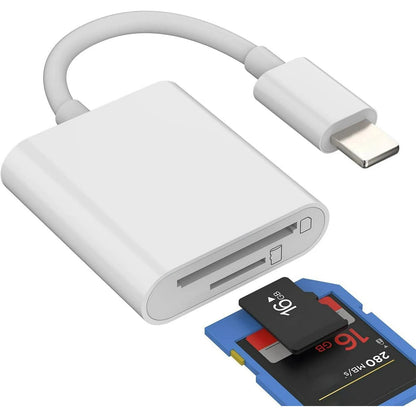 3-in-1 SD/TF Card Reader – USB-A OTG Adapter & Camera Converter for iPhone 14/13/12/11 Pro Max, XR, XS
