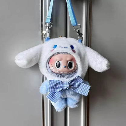 Labubu Sanrio Doll Crossbody Bag — Kawaii Anime Melody Cinnamoroll Clothing Pendant, Cute Cartoon Toy Gift