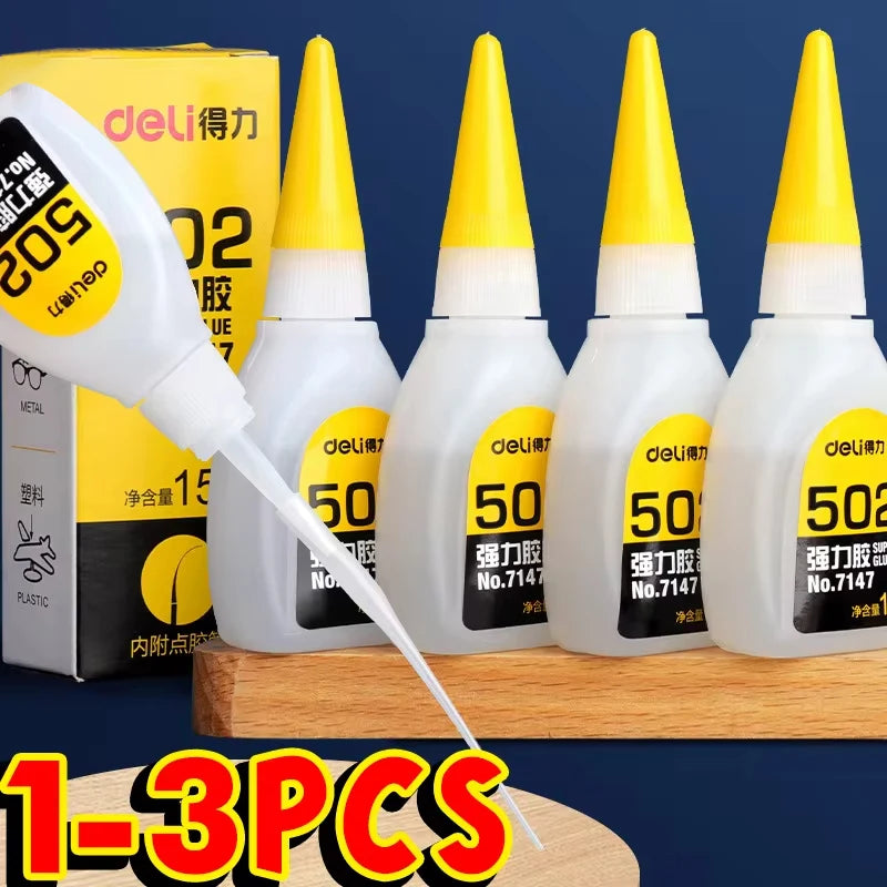 1-3pcs 502 Super Glue - Instant Quick-Drying Cyanoacrylate Adhesive for Leather, Rubber, Wood, and Metal, Strong Bond Liquid Glue