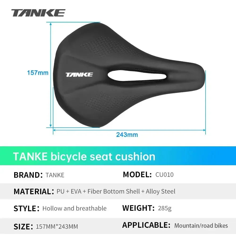 TANKE Bicycle Saddle - Hollow Breathable Shock-Absorbing PU Bike Seat for Men & Women, MTB & Road Cycling