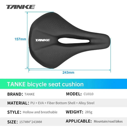 TANKE Bicycle Saddle - Hollow Breathable Shock-Absorbing PU Bike Seat for Men & Women, MTB & Road Cycling