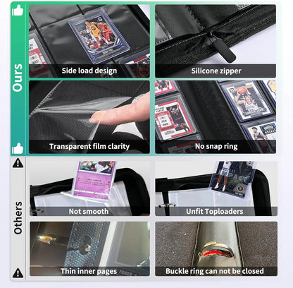 Toploader Card Binder — 9-Pocket Double-Sided Trading Card Album Holder for 3x4'' Cards
