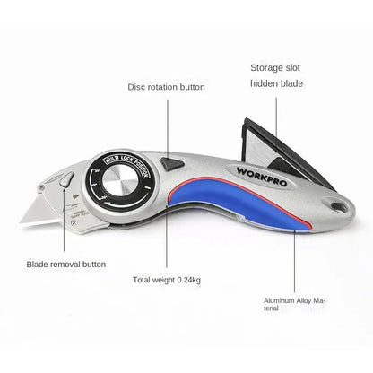 Folding Electrician Utility Knife - Heavy-Duty Cable Stripping, Carpet & Wallpaper Cutting Tool