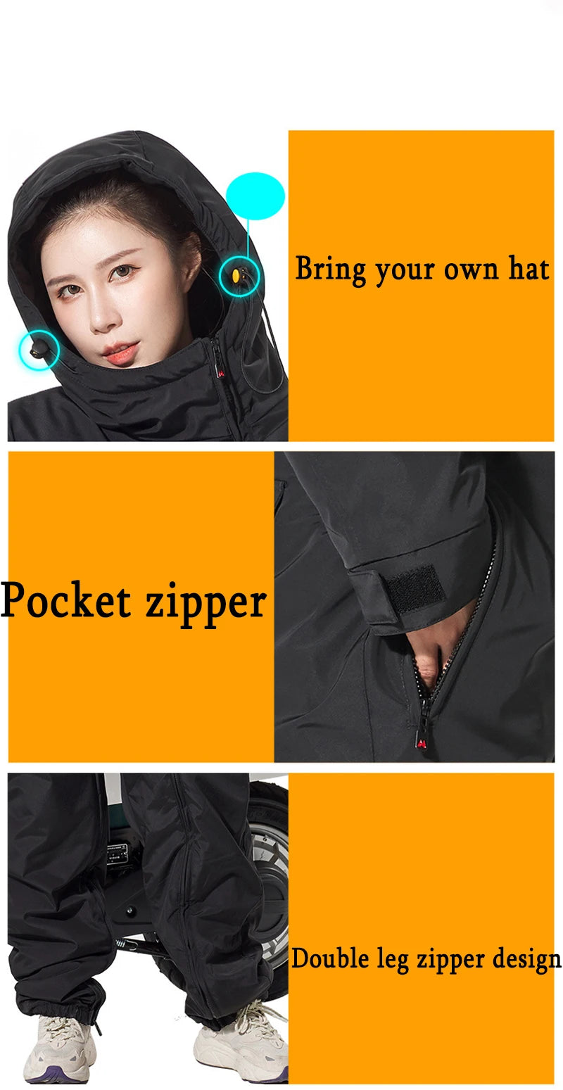 Winter Motorcycle Jacket - ColdProof, Windproof Suit for Men & Women, Cross-Country Gear, Ski & Fishing Velvet Equipment