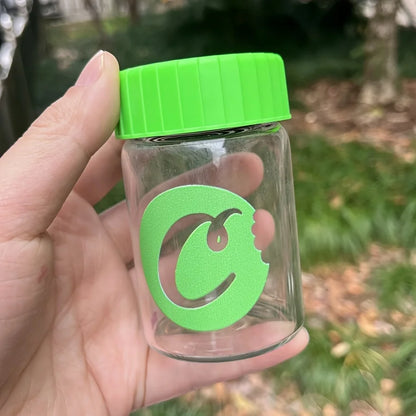 Glass Jar with LED Light — Light-Up Airtight Smoking Storage Bottle with Magnifying Viewing Multi-Use Container