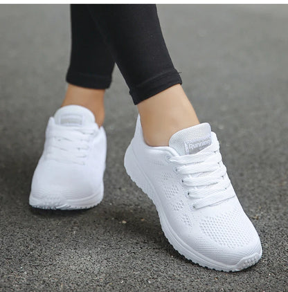 Women's Lightweight Lace-Up Flats – Fashionable Round Toe Nurse Sneakers, Comfortable Walking Shoes, Plus Size Available
