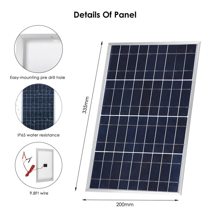 300W/600W Solar Panel Kit - Complete 12V Polycrystalline USB Power, Portable Outdoor Rechargeable Solar Cell Generator