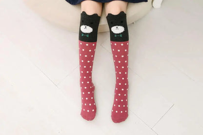 Cute Cartoon Animal Knee-High Socks for Babies & Kids – Warm Cotton Ankle & Over-Knee Socks for Girls