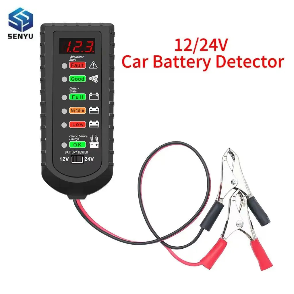 12V 24V Car Battery Tester - LED Voltage Circuit Analyzer with 6 Light Display for Auto Diagnostics
