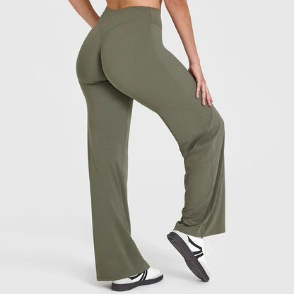 NCLAGEN Women’s Straight-Leg Yoga Pants – Ultra-Soft Butter Fabric Mid-Waist Pilates & Running Trousers