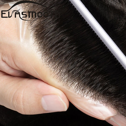 Ultra Thin Skin 0.03mm Men’s Toupee Human Hair Wig – Natural Hair Replacement System Lightweight Male Hairpiece