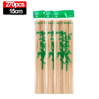 Bamboo Food Skewer Sticks - 270/90PCS Disposable Wooden BBQ Sticks for Party Buffet Fruit Grill & Catering Use