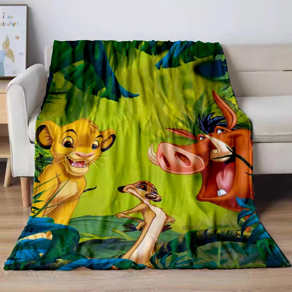 Lion King Simba Cartoon Flannel Blanket – Soft Cozy Throw for Sofa, Bed, Car, Camping, Travel & Kids Gift