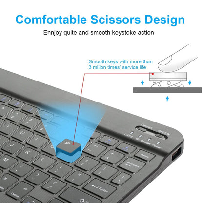 Wireless Bluetooth Keyboard - Ultra-Thin 78-Key Rechargeable Portable Keyboard for iPad, Android & iOS Tablets