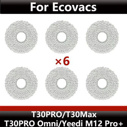 ECOVACS T30S PRO/T30 PRO OMNI & YEEDI M12 Pro+ Robot Vacuum Replacement Parts – Dust Bag, Main & Side Brush, Filter, Mop Accessories