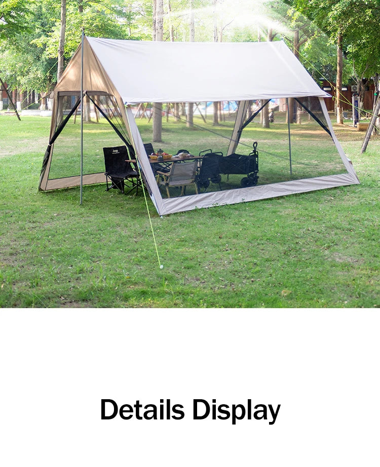 210D Large Family Camping Tent (6-10P) – Waterproof, UV Protection, Portable Canopy with Mosquito Shield for Beach & Park