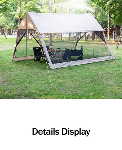 210D Large Family Camping Tent (6-10P) – Waterproof, UV Protection, Portable Canopy with Mosquito Shield for Beach & Park