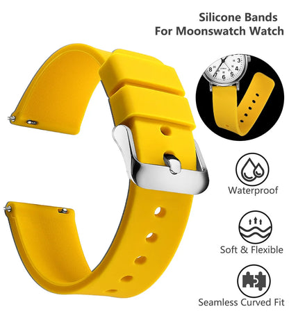 Silicone Quick Release Watch Bands 14–24mm for Samsung Galaxy, Garmin & Huawei - Soft Rubber Replacement Watch Straps