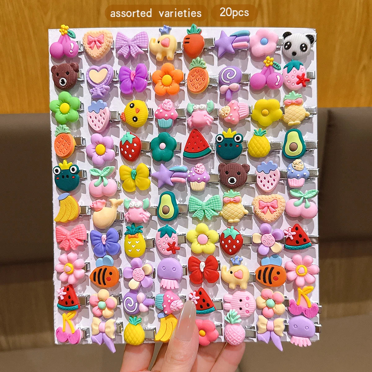 20PCS Cute Cartoon Hair Clips - Random Assorted Designs for Girls, Everyday Hairstyles, and Stylish Hair Accessories