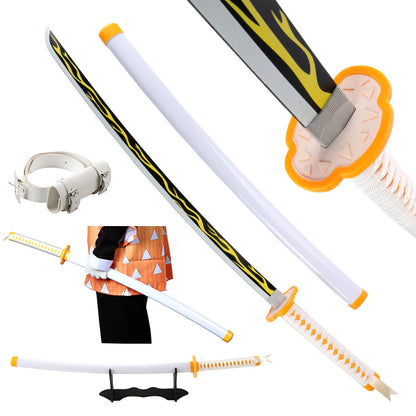 41" Demon Slayer Tanjiro Katana Sword – Samurai Cosplay Prop with Belt & Holder for Halloween Decoration
