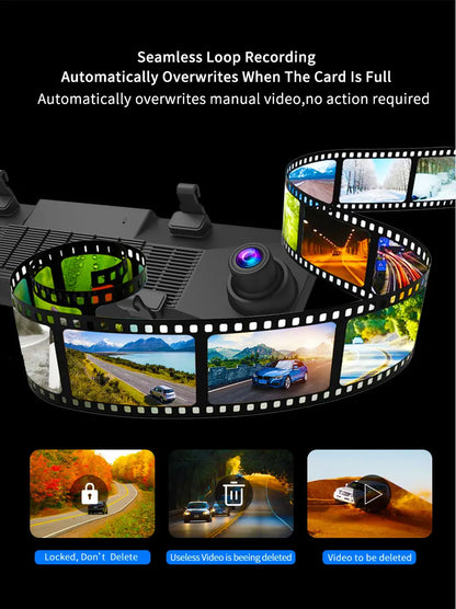 4K Dash Cam Car Mirror – 3840x2160P Video Recording, Wireless CarPlay & Android Auto, 5G WiFi, GPS Navigation