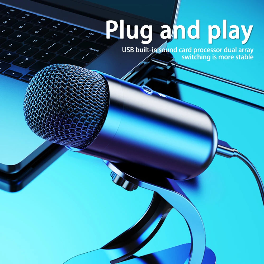USB Gaming Microphone with RGB — Noise Cancelling PC Condenser Mic for Streaming & Podcasts
