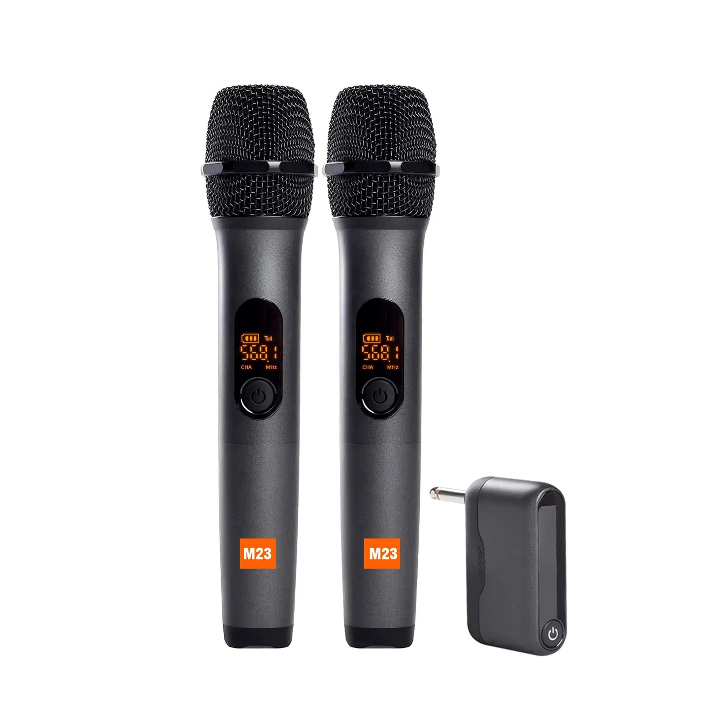 M23 UHF 2-Channel Wireless Microphone System – Rechargeable Cordless Handheld Mic for Karaoke, Church, Party, DJ