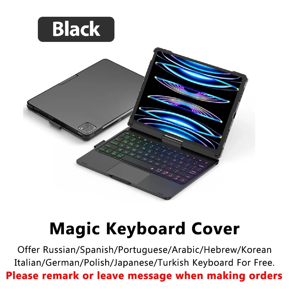 Magic Keyboard Case for iPad Air & Pro – Backlit Keyboard Cover for 11" & 12.9" (2024 M2, 7th-10th Gen)
