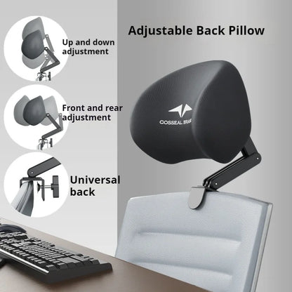 New Office Chair with Adjustable Headrest – Ergonomic Retractable Pillow & Waist Protection Cushion for Comfortable Rest