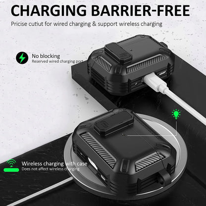 Carbon Fiber AirPods Case for Pro 1/2 & AirPods 3 – Shockproof Headset Cover with Switch Design for Men