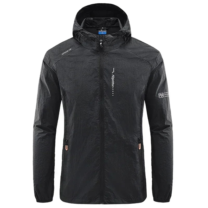 Men’s UPF 50+ UV Protection Jacket - Quick-Dry Lightweight Hooded Windbreaker for Hiking, Fishing and Cycling