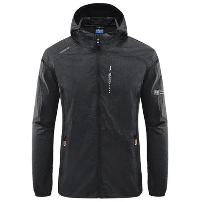 Men’s UPF 50+ UV Protection Jacket - Quick-Dry Lightweight Hooded Windbreaker for Hiking, Fishing and Cycling