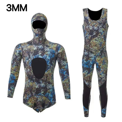 2024 Neoprene Scuba Diving Wetsuit – 1.5/3MM Winter Warm Hooded Suit with Front Zipper for Men, Surfing, Snorkeling & Spearfishing