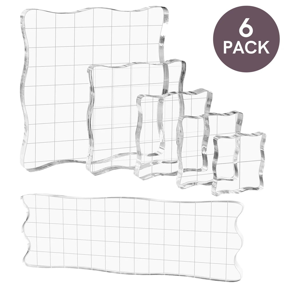 Clear Acrylic Stamp Block Kit - Assorted Grid Line Blocks for Scrapbooking & Card Making