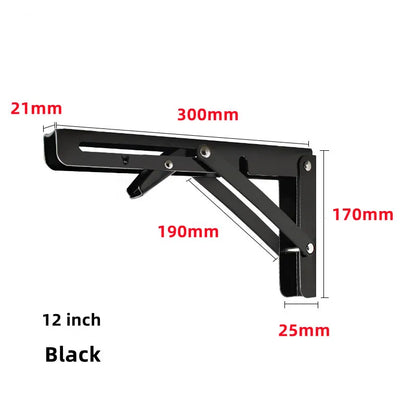 2pcs Heavy Duty Stainless Steel Folding Shelf Brackets | Collapsible Wall-Mounted L-Table Hinges for Bench & Table with Screws
