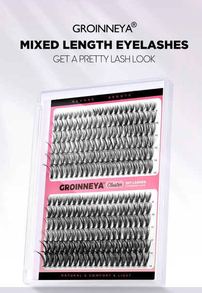 Lash Clusters Extension Kit – Fake Eyelashes Set with Lash Bond, Seal, and Applicator Tool for Makeup