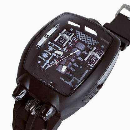 Alien Y2K Transparent Quartz Watch - Creative Hollow Case Design Fashion Men's Wristwatch with Unique Retro Style