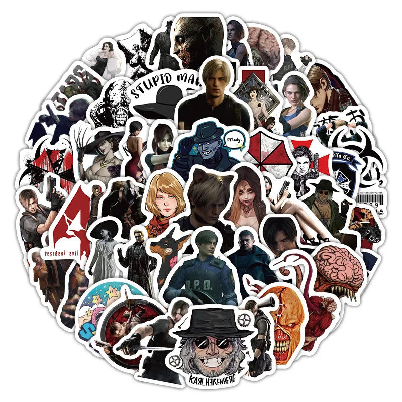 60-Piece Resident Evil Sticker Set - DIY Graffiti Decals for Phone Cases, Diaries, Scrapbooks and Creative Crafts